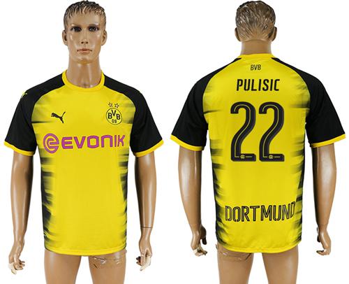 Dortmund #22 Pulisic Yellow Soccer Club Jersey